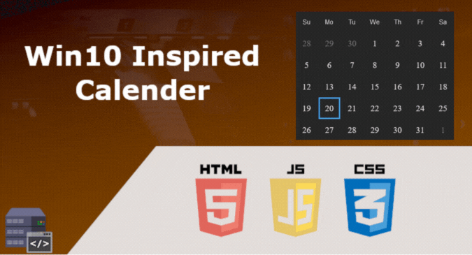 Window 10 inspired calender using HTML and CSS